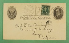 DR WHO 1906 UPRATED POSTAL CARD GREENSBORO NC FLAG CANCEL TO BELGIUM R26900