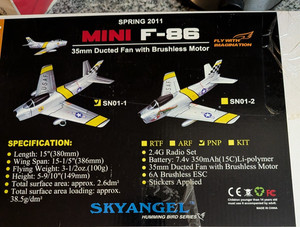 SKYANGEL MINI F-86  SABRE 35 MM SERIES PNP NIB (RARE!)