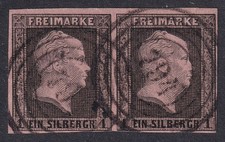 PRUSSIA 1850 Friedrich Wilhelm IV 1sgr Black/Rose Pair SG 5 Used (CV £50+)