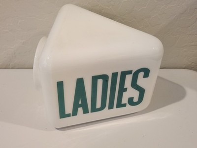 Vintage Gas Service Station Glass Sconce Ladies Restroom Sign