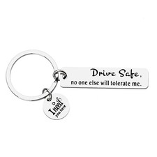 Drive Safe Keychain for Him Her Valentines Day Gifts for Boyfriend Silver