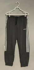 Adidas Joggers Mens Medium Dark Gray Striped Fleece Taper Leg Sweatpants Athlete