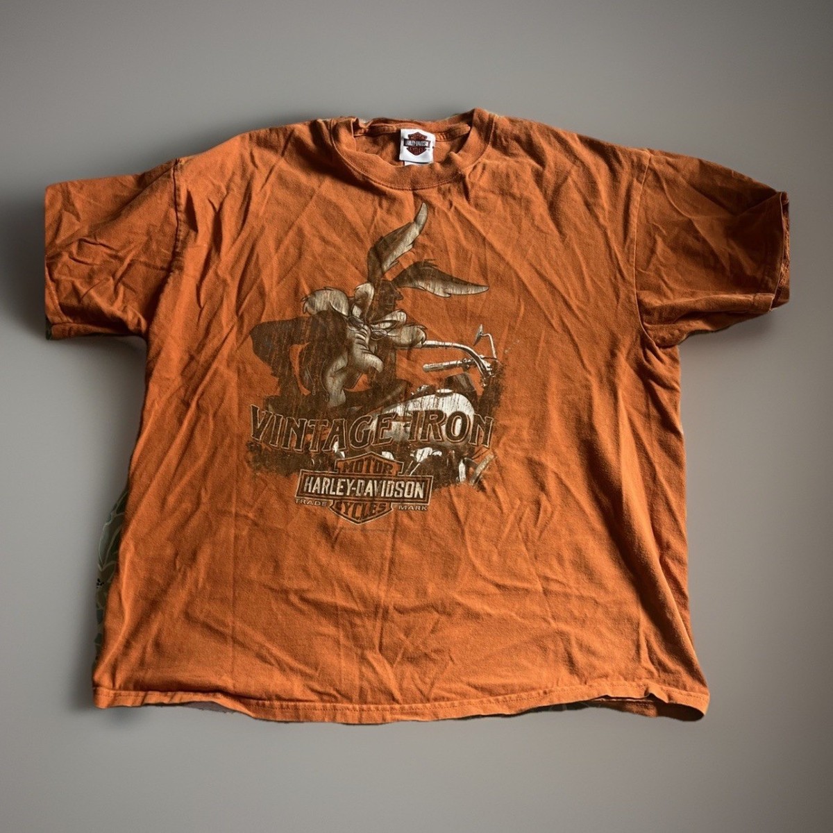 Harley-Davidson Looney Tunes Shirt Mens XL Orange Wile E Coyote