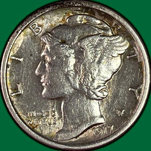 1917 Mercury Dime Almost Uncirculated AU Coin #33891