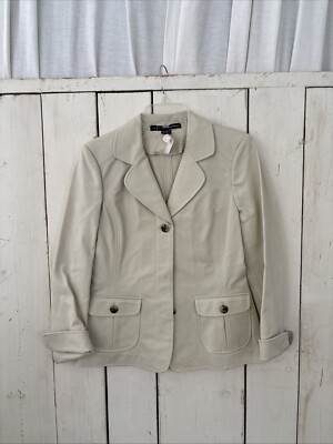 Linda Allard Ellen Tracy NWT Bloomingdale Beige Blazer Jacket Petite 8 Vintage