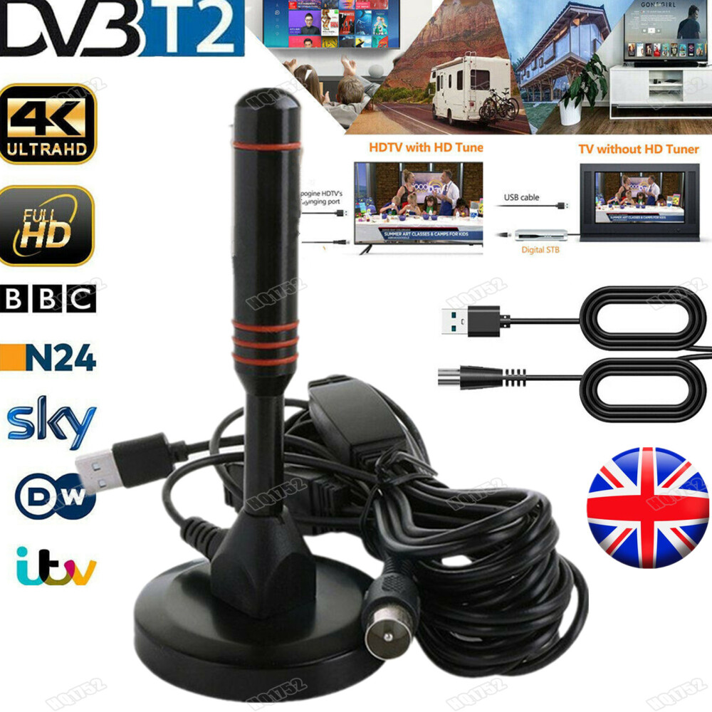 USB TV Antenna Indoor Outdoor Digital HD Freeview Aerial Ariel