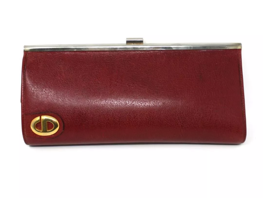 Christian Dior MODELE EXCLUSIF Pochette CD Cuir Rouge Vintage Authentique 2502M