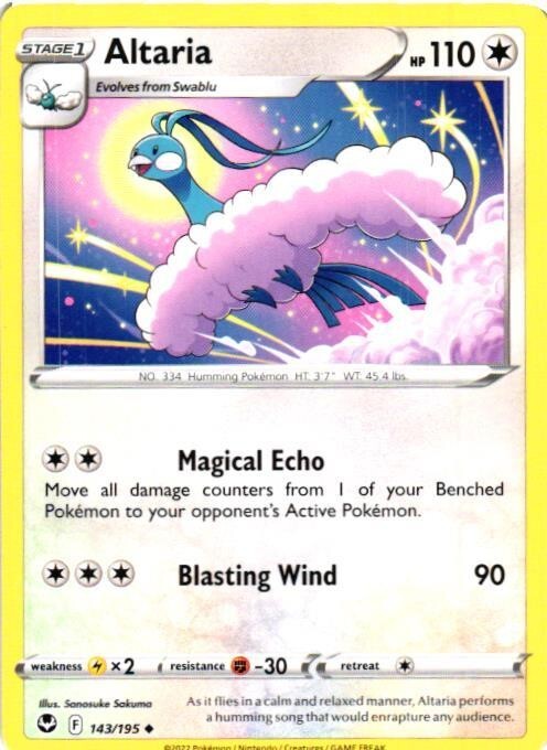 2022 POKEMON TCG SILVER TEMPEST ALTARIA 143/195 COMMON CARD | eBay