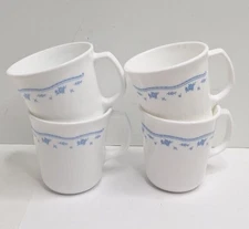 VTG Corning Ware Corelle "Morning Blue" Tea/Coffee Cups Mugs 8 oz USA Set of 4