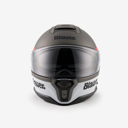 casco moto integrale doppia visiera BLAUER in fibra grigio bianco omologato - Bild 3 von 4