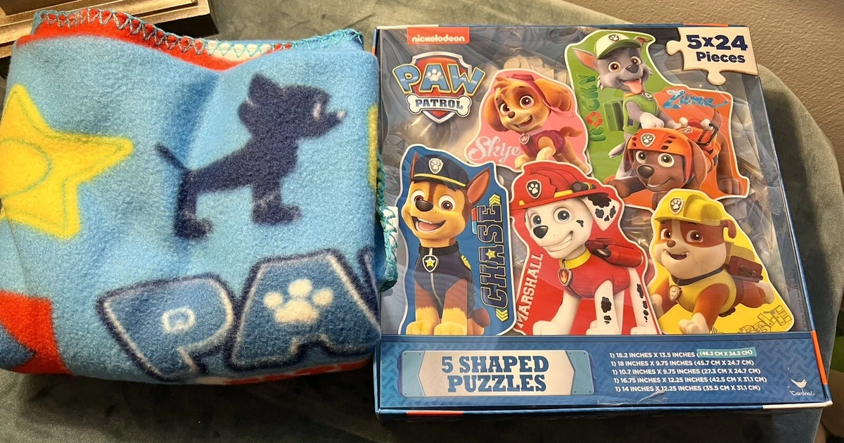 PAW PATROL Puzzle Set 5 x 24 pcs Blanket Bundle Chase Marshall Zuma Skye Rocky