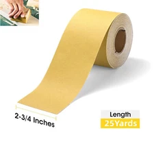 2-3/4" x25yd Gold PSA Sandpaper Roll Sticky Back Sheet 40-400 Grit Sanding Paper