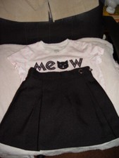 Wonder Nation Black Skorts Size 6x Meow Top Size M 7/8