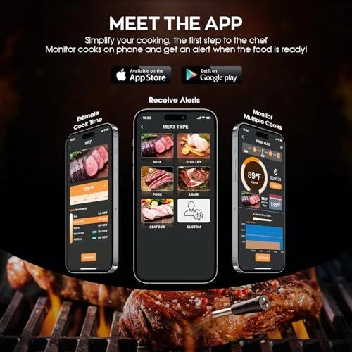 Wireless Meat Thermometer, Digital Food Thermometer for Cooking - Scratch & Dent