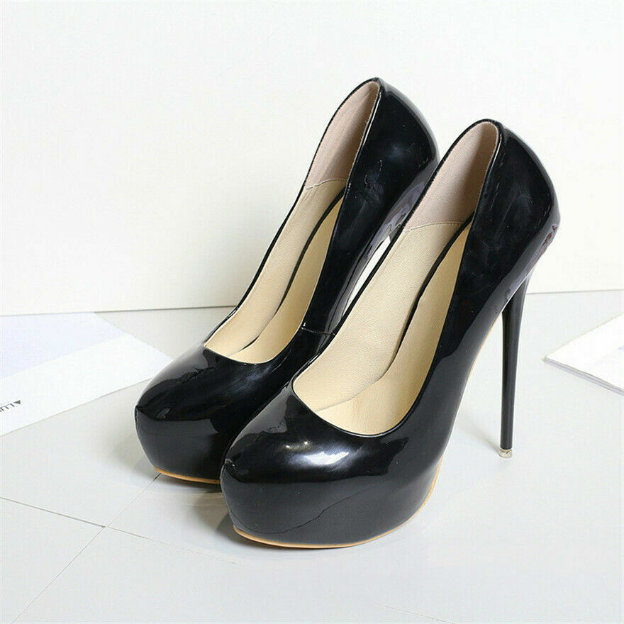 Women Round Toe High Heels 16cm Sexy Platform Party Shoes Big Size Pumps