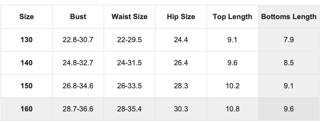 Shein 2025 bikini sizes