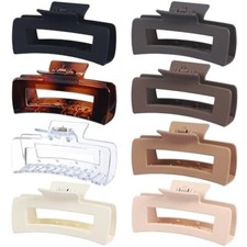 4.1 Inch Large Hair Claw Clips 8 Pcs Rectangle Big Hair Clips for Thick Khaki