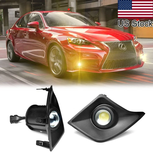 2Pcs JDM 15W Projector Yellow LED Fog Light Kit For 2014-2016 Lexus IS F-Sport - Picture 1 of 5