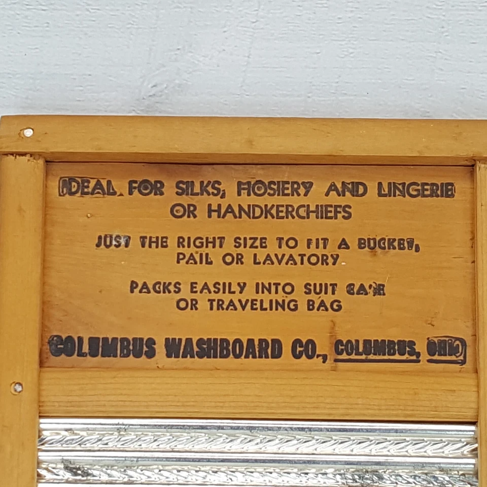 Vintage Dubl Handi Wood Metal Washboard w Cross Stitch Dutch Cleaner Insert USA - Image 4 of 4