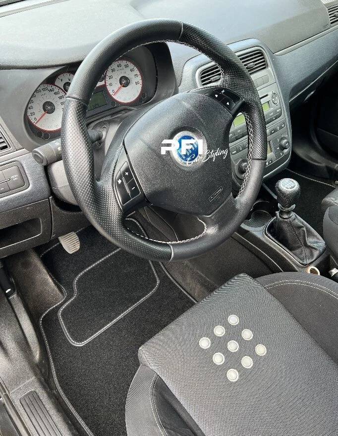 Lenkrad beziehen mit Leder für Fiat Grande Punto Bj. 2005-2012 rote Nähte - Bild 3 von 3