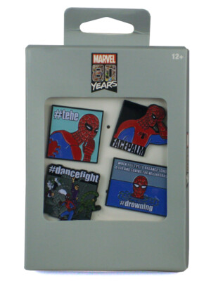Marvel 80 Years Anniversary Spider-Man Meme Exclusive Enamel Pin Set New In Box