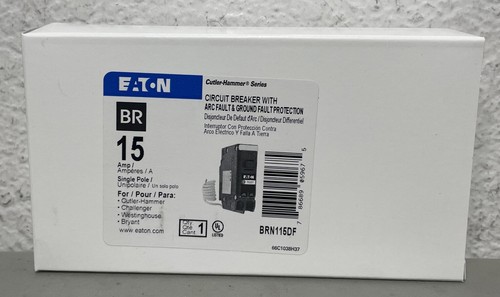 Disjoncteur Eaton BRN115DF 15A 1 Pôle - Protection Arc Fault Et Ground Fault - Neuf