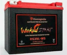 REPLACEMENT BATTERY FOR AMERICAN IRONHORSE ALL MODELS ; RG20L-WS 500 CCA's