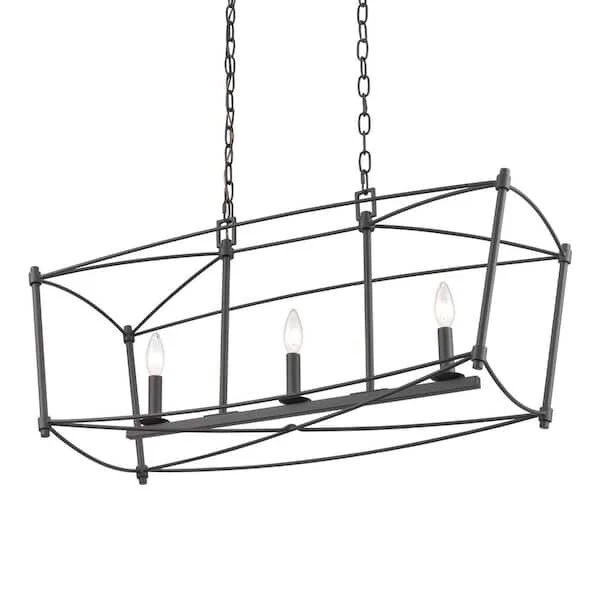 Large Chandelier Home Decorators 3-Light Brushed Matte Black - Image 3 of 4