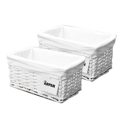 Arpan Weidenkorb weiß mit Stofffutter 2er Set 100% umweltfreundlich
