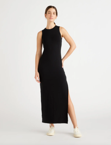 Quince Women’s Black Tencel Jersey Tank Maxi Dress sz M NWT Side Slit Sleeveless - Picture 8 of 8