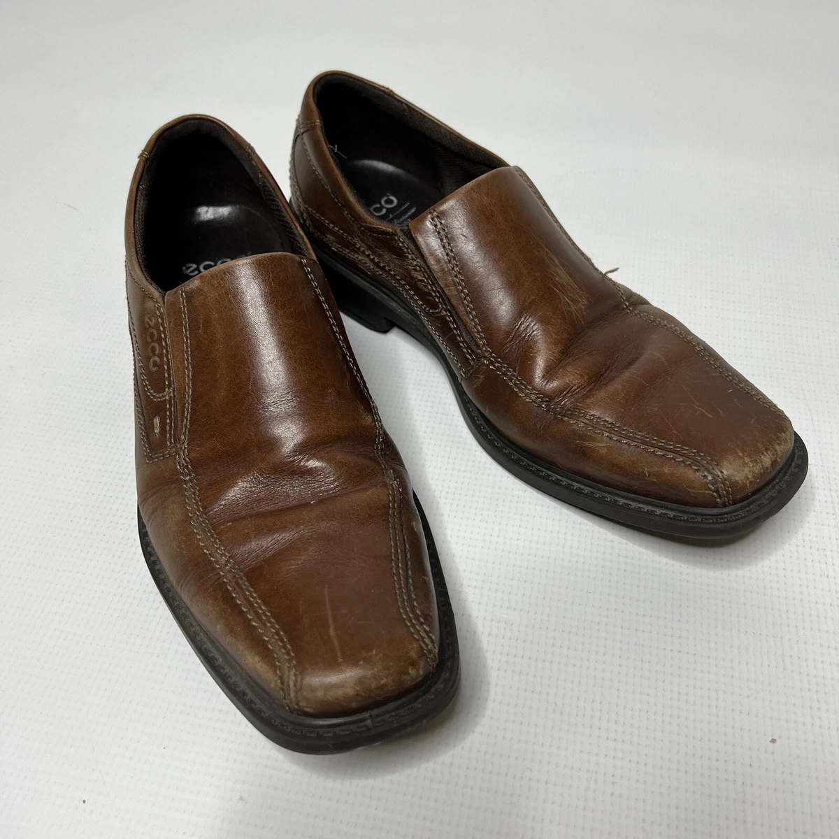 ECCO Helsinki Men&#039;s Loafers Shoes Brown Leather Size 42 US 9 | eBay