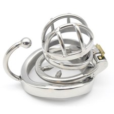 Stainless Steel Male Chastity Device Metal Cage for Men Short Locking Belt CC105