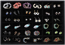 Stackable 36-Grid Velvet Jewelry Organizer for Earrings, Rings  Brooches