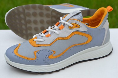 Ecco Damen ST.1 grau und orange Leder Walking Sneaker UK 5 - 5,5 / EU 38