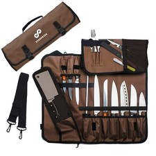 Chef Knife Roll Bag Holds 10 Knives   Contains 2 Large Zippered Pockets for M...