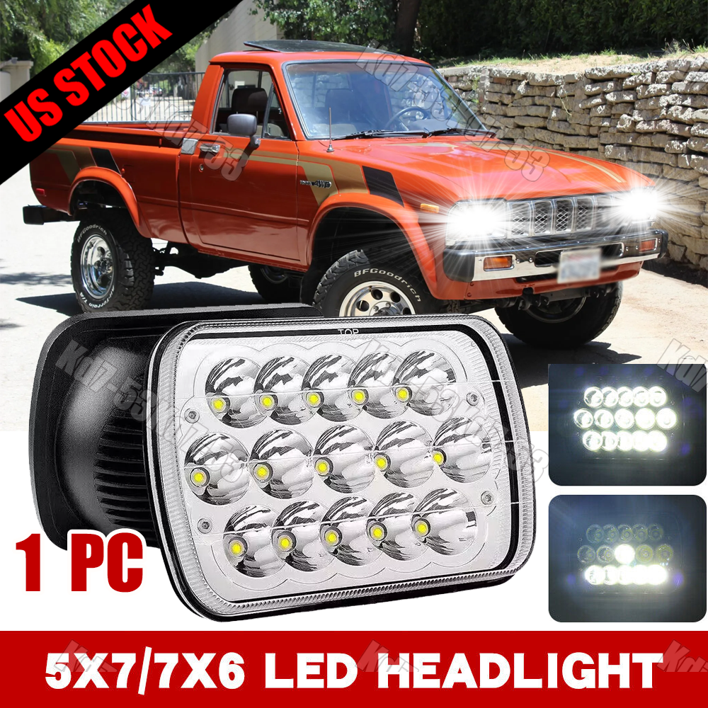 Toyota Nissan Pickup Truck 5x7 7x6 Inch Rectangle LED Headlight with DRL Bright Lighting
