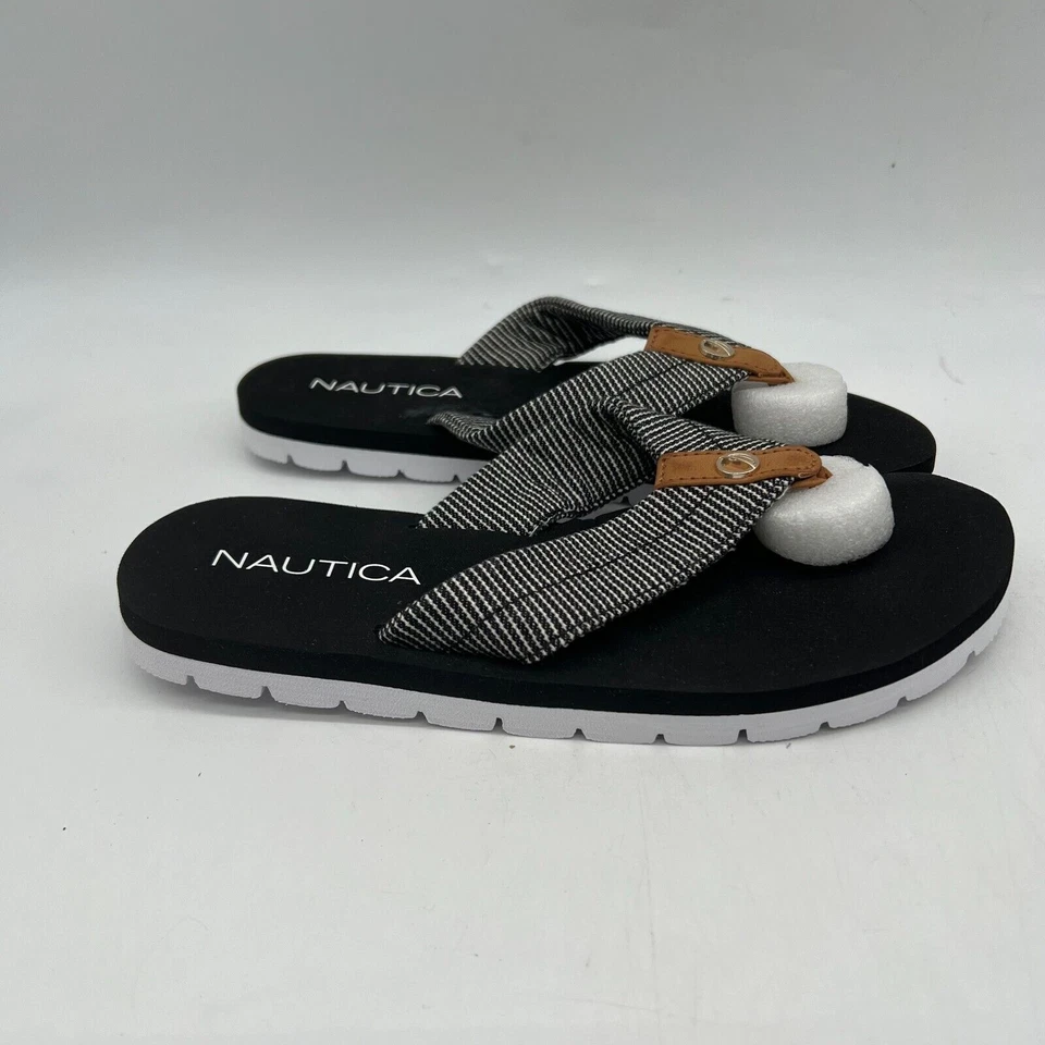 Sandalias chanclas Nautica Aeres para mujer negras blancas micro puntos talla 6 Foto 2 de 4
