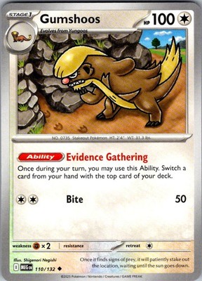 Gumshoos Mega Evolution 110/132 Uncommon Pokemon Near Mint