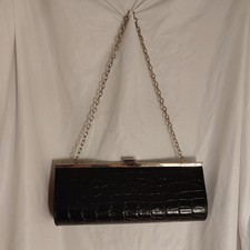 Evening Bag Black Clutch W/chain