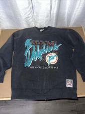 Vintage Miami Dolphins Nutmeg Crew Neck Sweatshirt Black Size Large