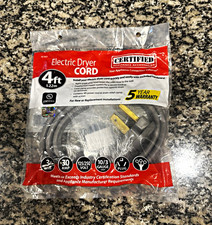 Certified Appliance Accessories 4ft 3-Wire 30A Dryer Cord Right-Angle Gray