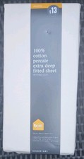 100% Cotton Percale Extra Deep 40cm Cream Fitted Double Sheet
