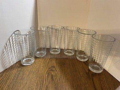 Pasabahce Glasses 6'' Tumblers Block Optic Windowpane Set Of 6