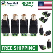 Solder-Free RCA Cable Adapter - Male Plug to AV Screw Terminal, 4-Pack