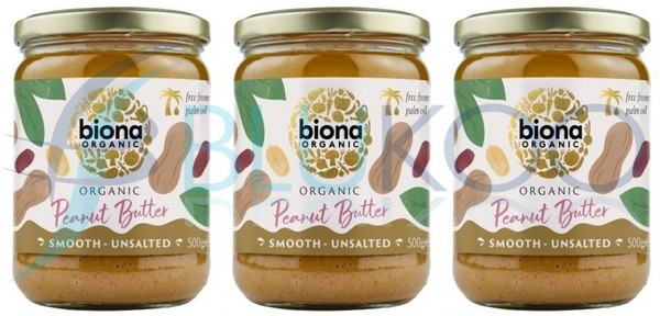 Biona Bio Erdnussbutter Glatt Ungesalzen - 500G (3Er Pack)-image