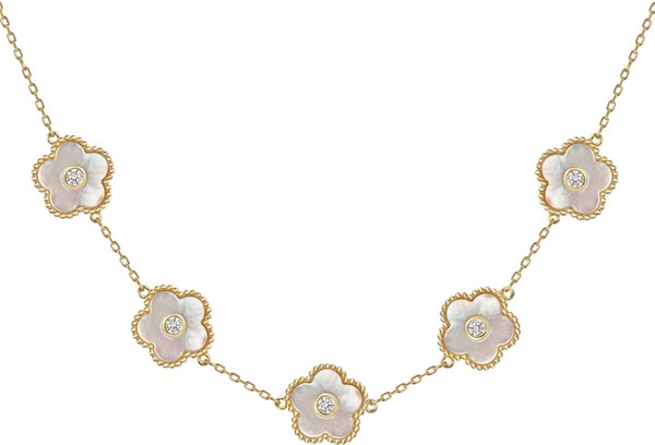 Jacques Lemans - Kette Blumen Sterlingsilber Vergoldet Mit Perlmutt/Zirkonia-image