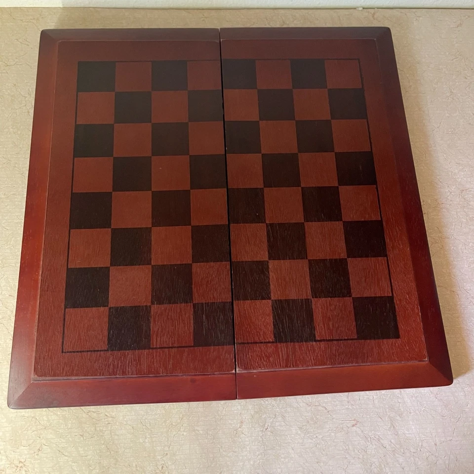 Juego de ajedrez y damas de madera plegable tamaño torneo con Staunton de lujo Foto 2 de 4