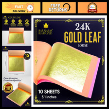 24K Gold Leaf Sheets - 10 Loose Sheets, 3.1" for Arts, Crafts  Painting
