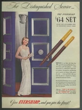 1944 EVERSHARP PEN & PENCIL SET advertisement, Gold Pen & Pencil, print ad