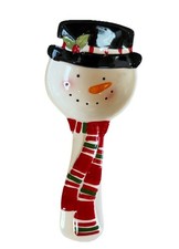 Sleigh Bell Bistro Ceramic Snowman Spoon Rest 10” NWOT  Christmas